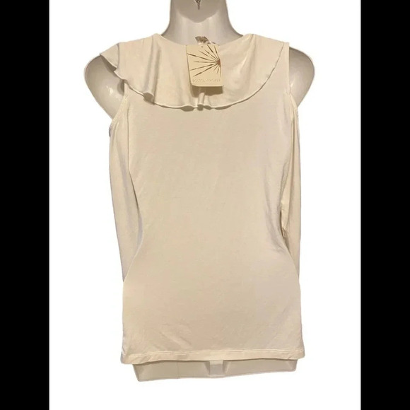 NWT Boston Proper Shirt Ruffle Front Cold Shoulder Off White - Picture 4 of 9